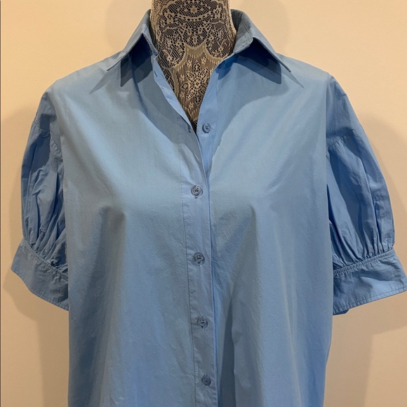 COS Light Blue Casual Button Down Shirt Dress Size XXS Oversized Lagenlook - Picture 2 of 13